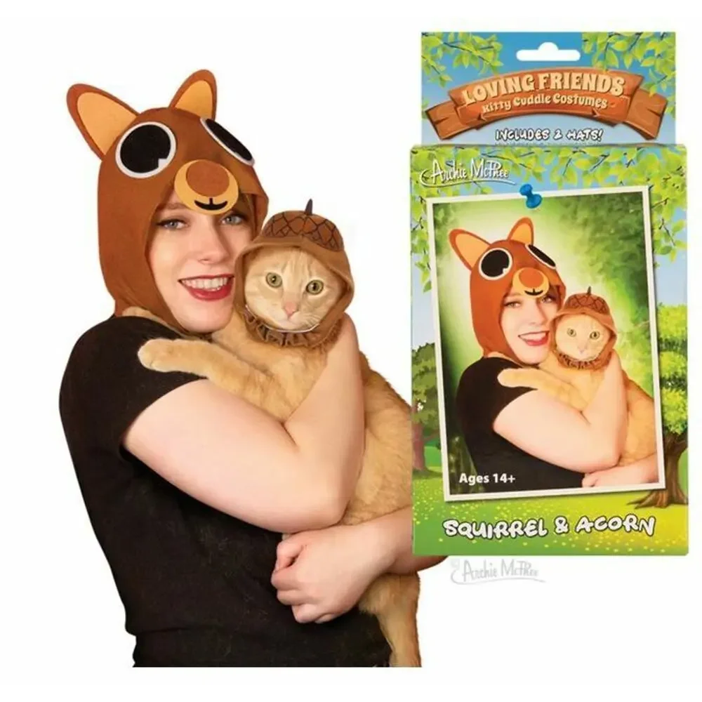 New Halloween Squirrel & Acorn Human & Cat Kitten Costume Cosplay Autumn Gift